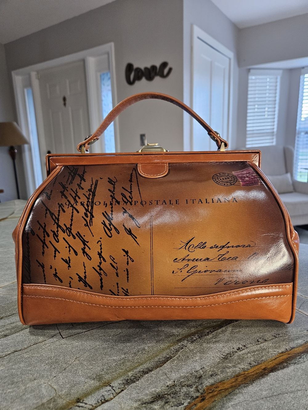 RARE Patricia Nash Discovery Signature Collection Brianza Postcard Frame Satchel